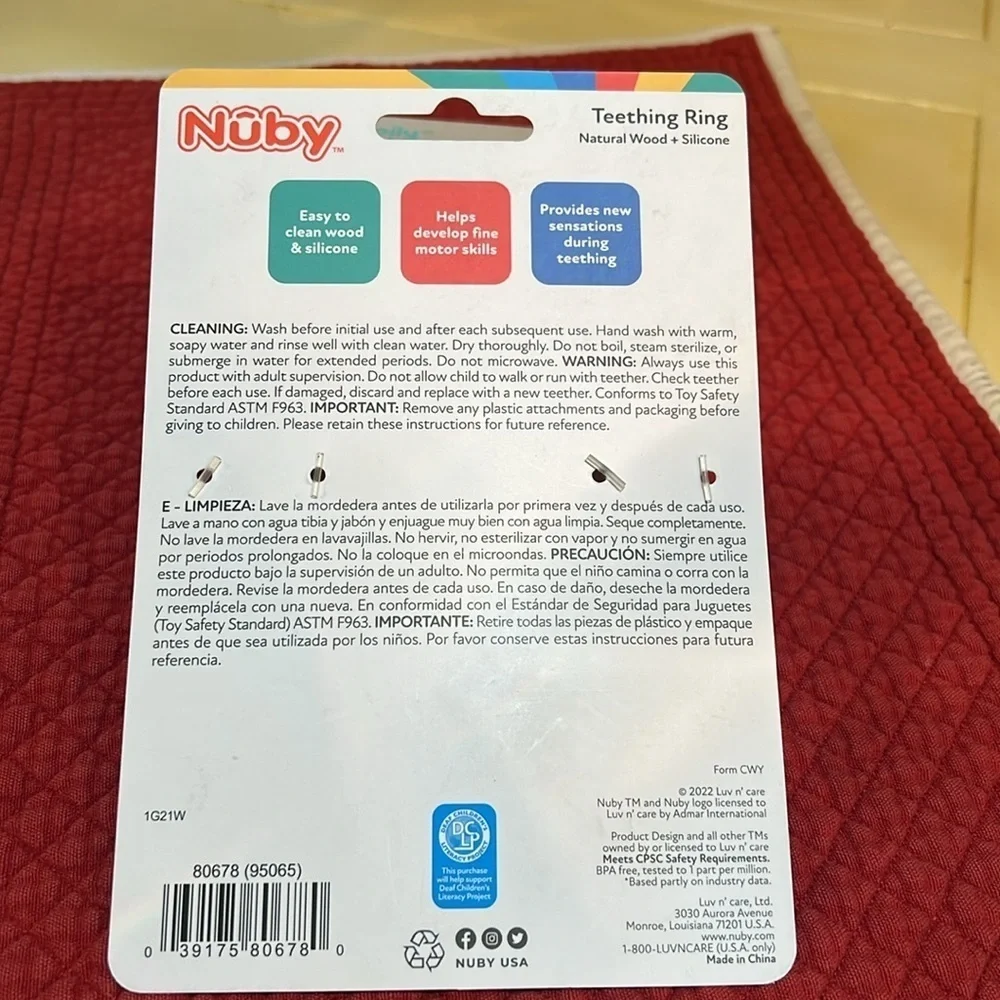 Gray and Tan Learning Toy with Wooden Ring